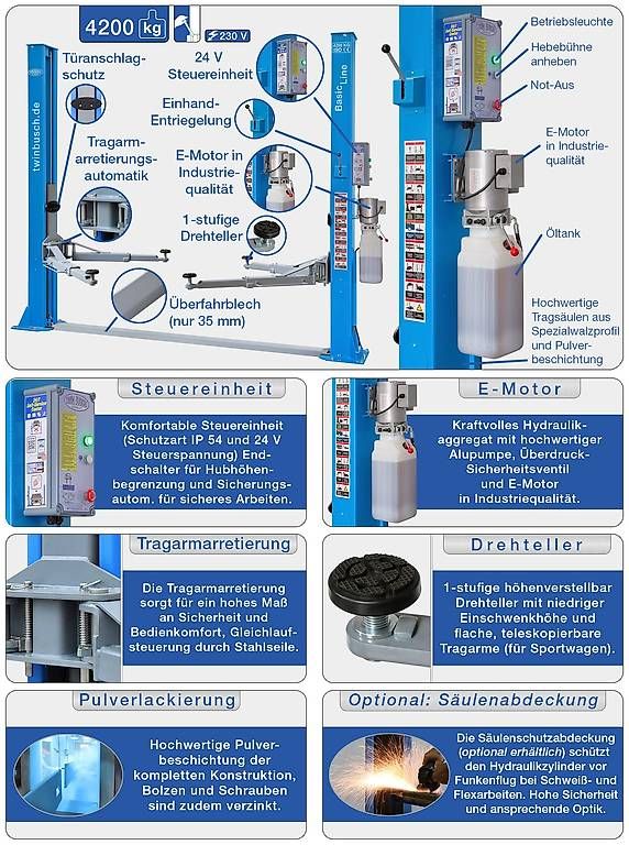Piattaforme elevatrici & Crick: !!!Gratisversand!!! 2 Säulen Hebebühne 4.2t BASIC halbauto. – Nuovo e nell'imballaggio originale da Rüthi (Rheintal) venduto da Toptool 1