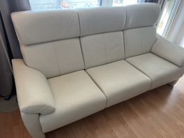 Elegantes Ledersofa, 3-Sitzer, weiss - Guter Zustand!