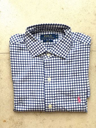 Ralph Lauren Hemd, Blau/Weiss kariert, Slim Fit, Gr. S