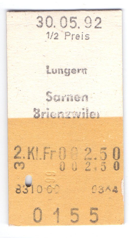 Billets: Billette Lungern - Sarnen - Brienzwiler – D'occasion à Langenthal par Sammlungs_aus