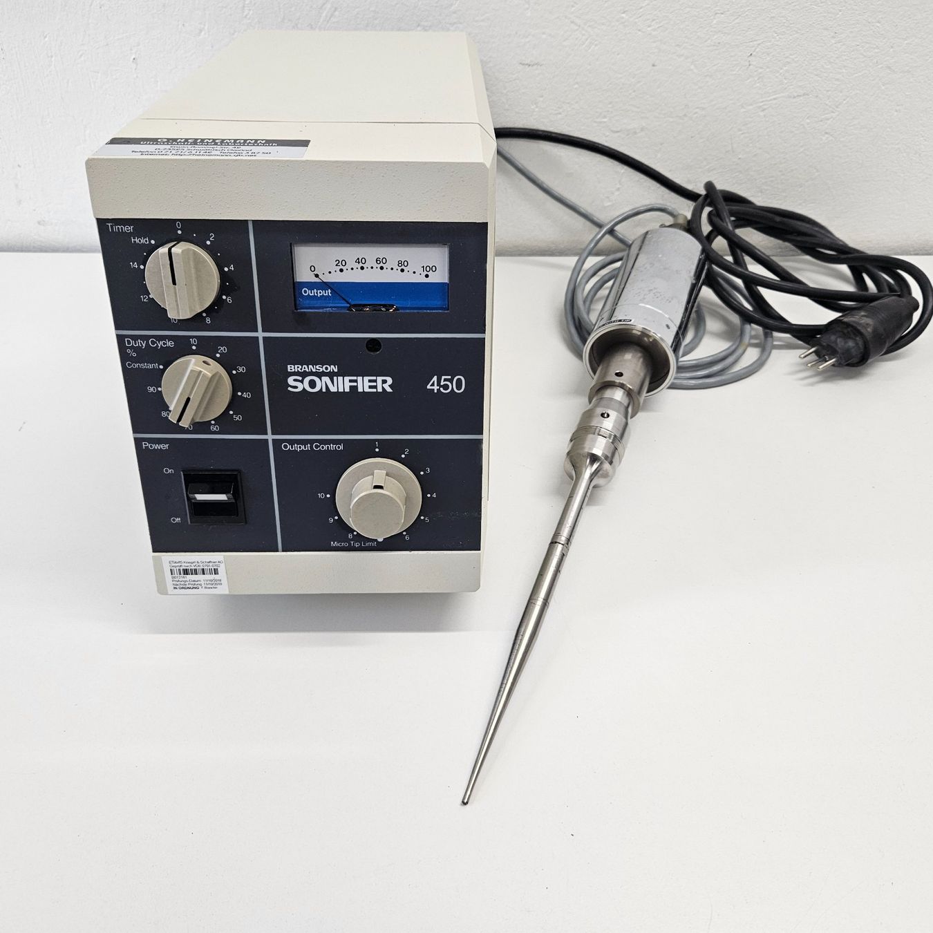 Accessori da laboratorio: Branson Sonifier 450 - Cell Disruptror transducer 102 – Usato da Niederdorf venduto da LeptonAG_Labor 1