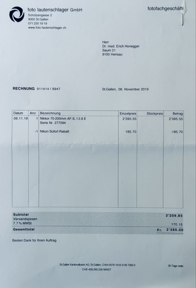 Nikon Kamera: Nikon D7500 + NIKKOR AF-S 70-200 2.8 – Gebraucht aus Herisau von EHo50 4