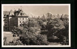 AK Bern, Kaserne mit den Alpen, 1931