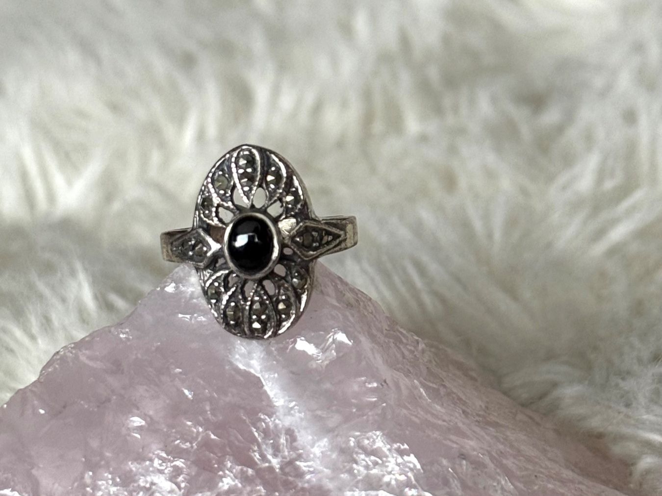 Anelli: Vintage Silberring 925 mit schwarzem Stein – Usato da Istighofen venduto da Ringparadies