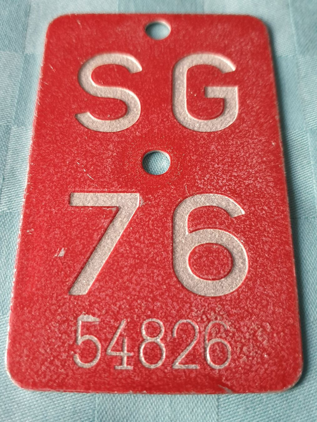 Schilder: Velonummer SG 76 – Gebraucht aus Mörschwil von spirspi