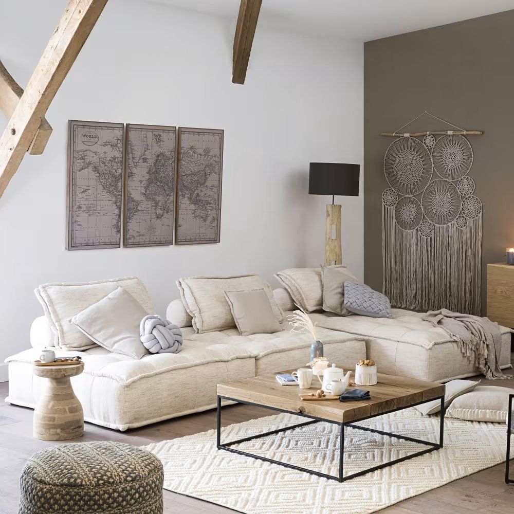 Maisons du monde Sofas: Neo Elementary - Méridienne canapé modulable beige sable – Neuf avec emballage d'origine à Attalens par fra_9p9z