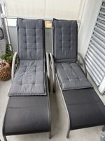 2 Liegestühle Gartenstühle mit Auflagen grau guter Zustand