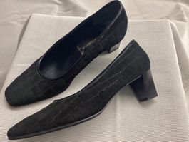 fast neue schwarze Pumps, Schuhe, Wildleder/Lack,  Gr. 39,5+