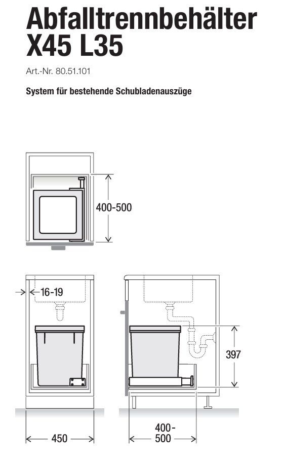 Müllex Abfalleimer: 073 Müllex Abfallsystem X45 L35 – Neu und originalverpackt aus Derendingen von Meisterstuecke 2