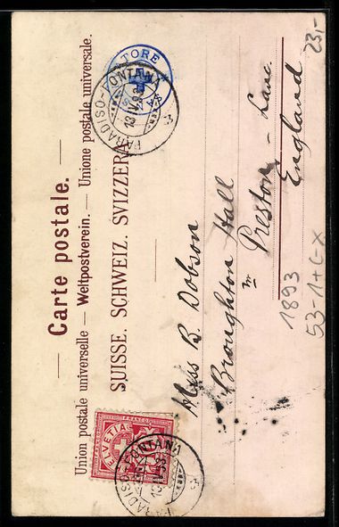 Cartoline postali: Vorläufer-AK Lugano, 1893, Ferrovia Fun – Usato da Berlin venduto da bartko-reher 1