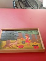 Holzpuzzle Rotkäppchen mit Rahmen guter Zustand.