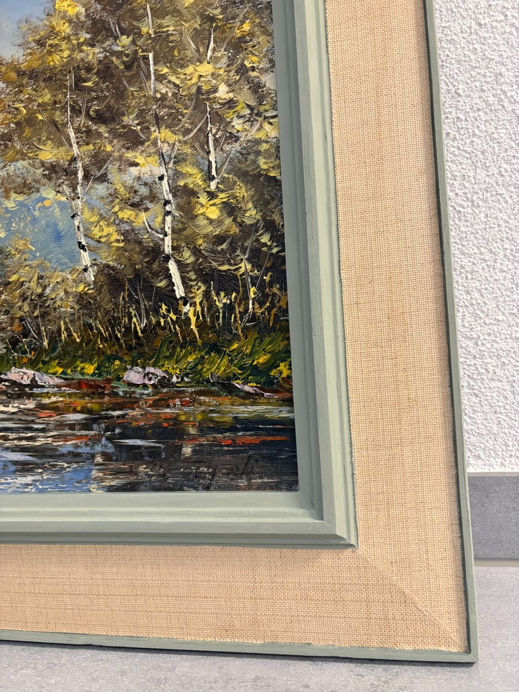Dipinti: 86.5 cm breitx 52 cm/  Vögeli Öl Gemälde Wald Teich – Usato da Ottenbach venduto da TimelessEmotions. 8