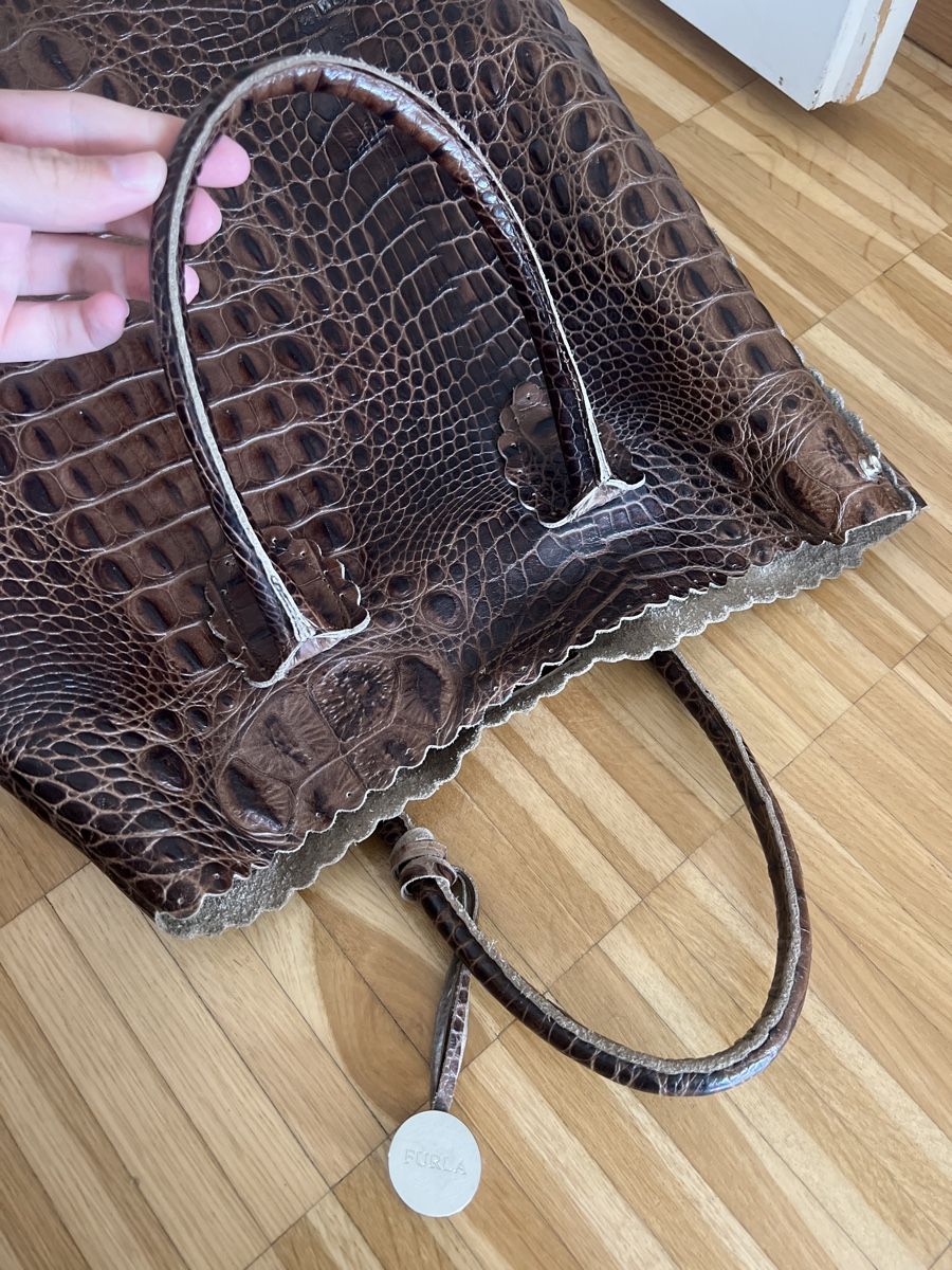 Furla Borse da donna: Furla Brown Croc Embossed Leather Tote – Usato da Zürich venduto da ralph__ 6