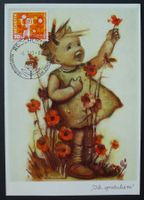 PJ 1962, Maximumkarte J196 Ersttag, Kind + Blumen