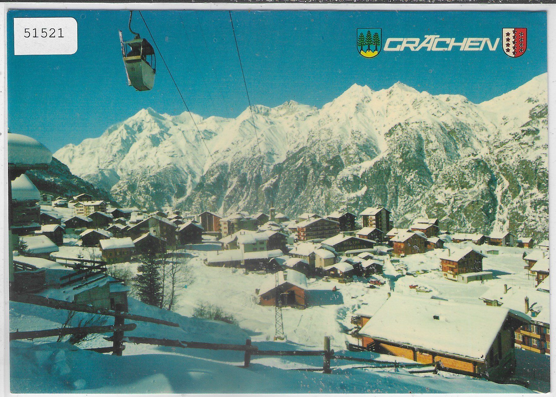 Cartoline postali: Grächen - Luftseilbahn Grächen-Hannigalp – Usato da Ettingen venduto da Kartenplanet