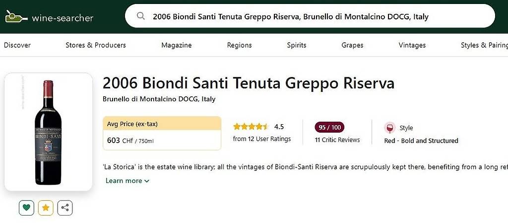 Wein: Biondi Santi 2006 – Gebraucht aus Porza von Marti24 2