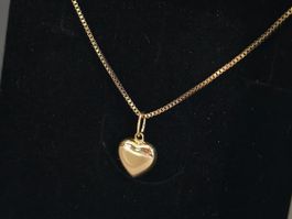 Herzanhänger echtgold und kette s925