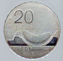 CH SILBERMÜNZE SCHWEIZER BAHNEN 20 FR 1997 ERHALT SIEHE SCAN