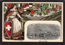 Prägekarte : Arth am See , gel. 1913