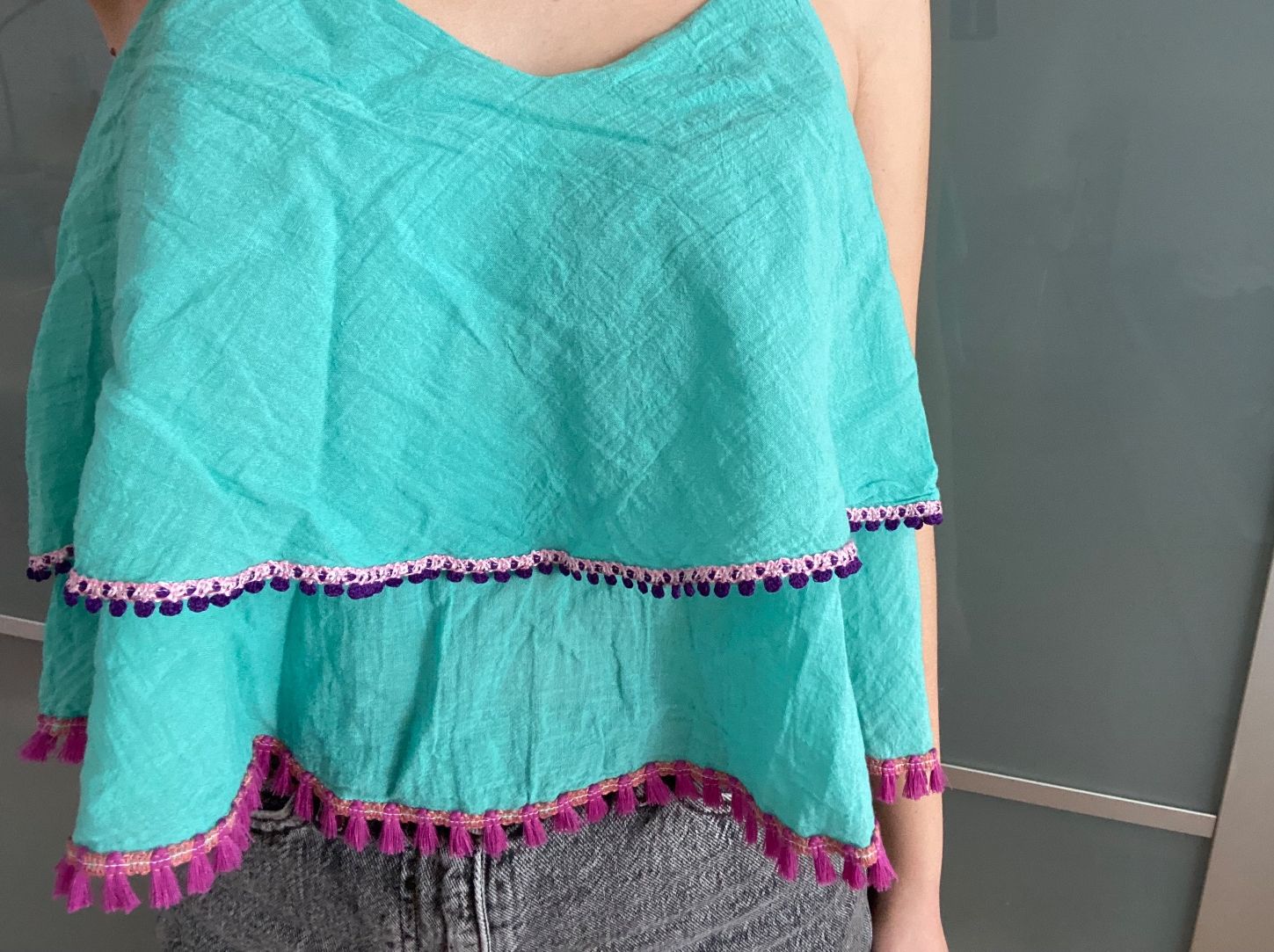 Blusen, T-Shirts & Tops: Top türkis mit Rüschen – Gebraucht aus Riedholz von emm_22qn 1
