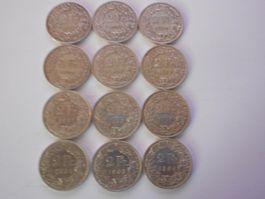 12 x 2 Fr. ab 1940 silber  verschiedene Jahrgänge