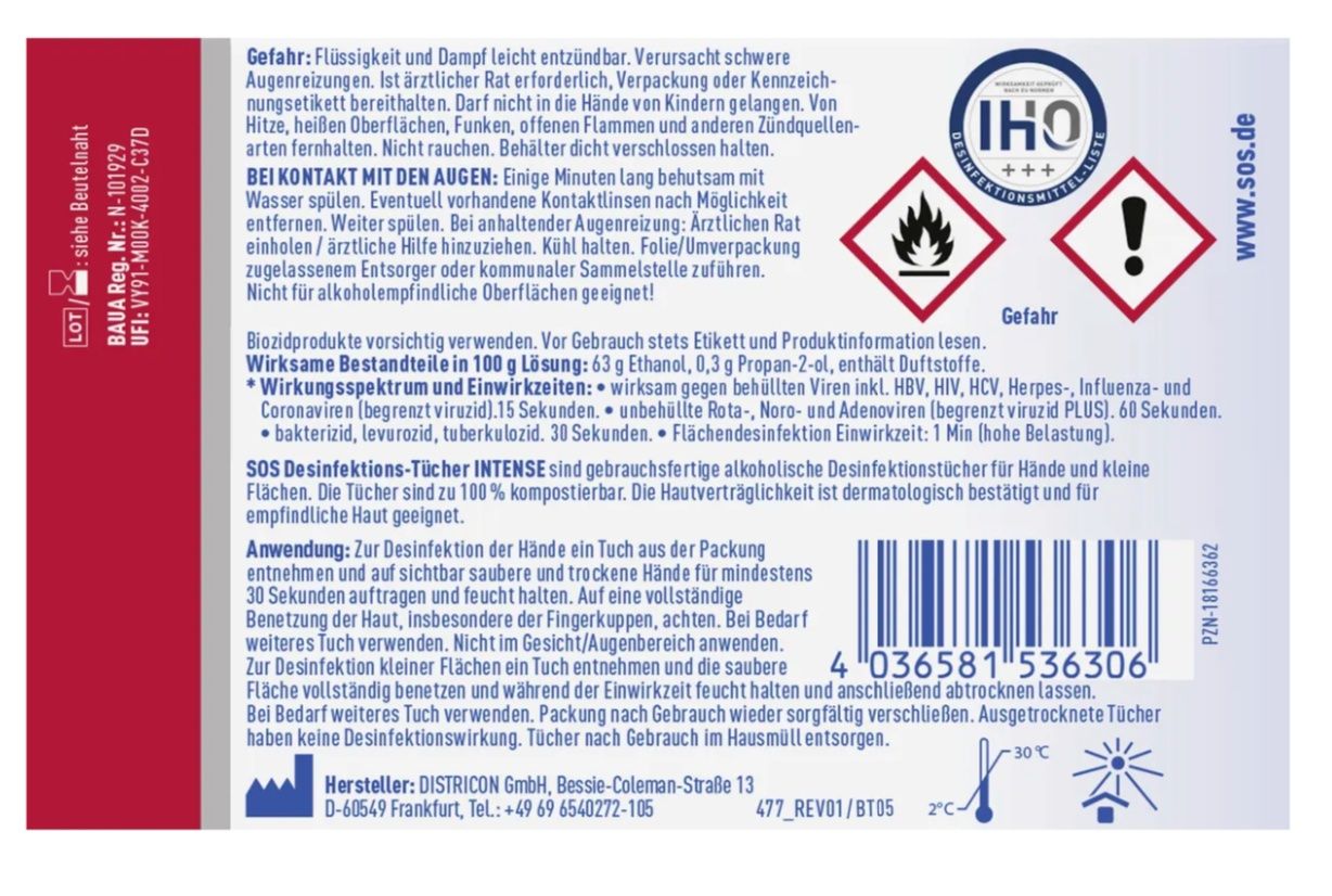 Pulizia & Igiene: SOS Desinfektions-Tücher Intense – Nuovo e nell'imballaggio originale da Bülach venduto da StoreInShop.com 1
