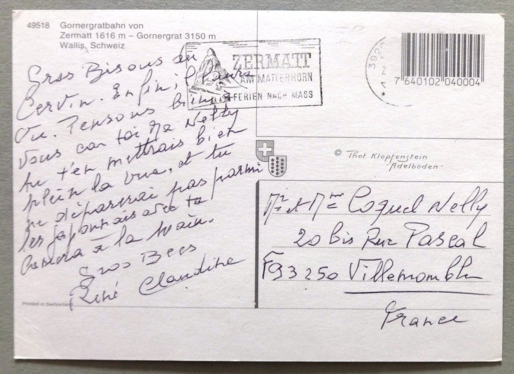 Cartoline postali: Zermatt - Gornergrat – Difettoso da Fétigny venduto da Billy2miny 1