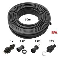 50m Lichterkette Bausatz + Fassungen 25x mit 25x ohne Haken