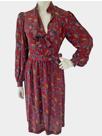Kleid Gr. M bordeaux Seide EMANUEL UNGARO VINTAGE 1980s