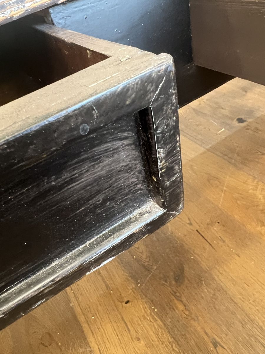 Set di tavolo e panche: Tisch 200cm schwarz mit 6Stühlen alter Tisch – Usato da Sirnach venduto da dasrosahaus 8