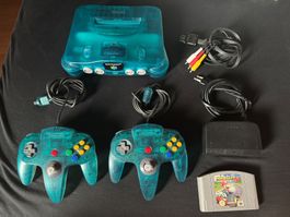 Console Nintendo 64 bleue turquoise + Mario Kart