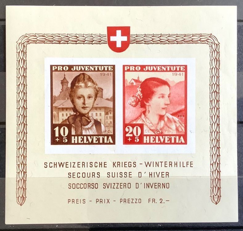 Tutti i francobolli: 1941 Pro Juventute Block ** / Fr.- 130. – Nuovo (secondo la descrizione) da Liestal venduto da Skunk02