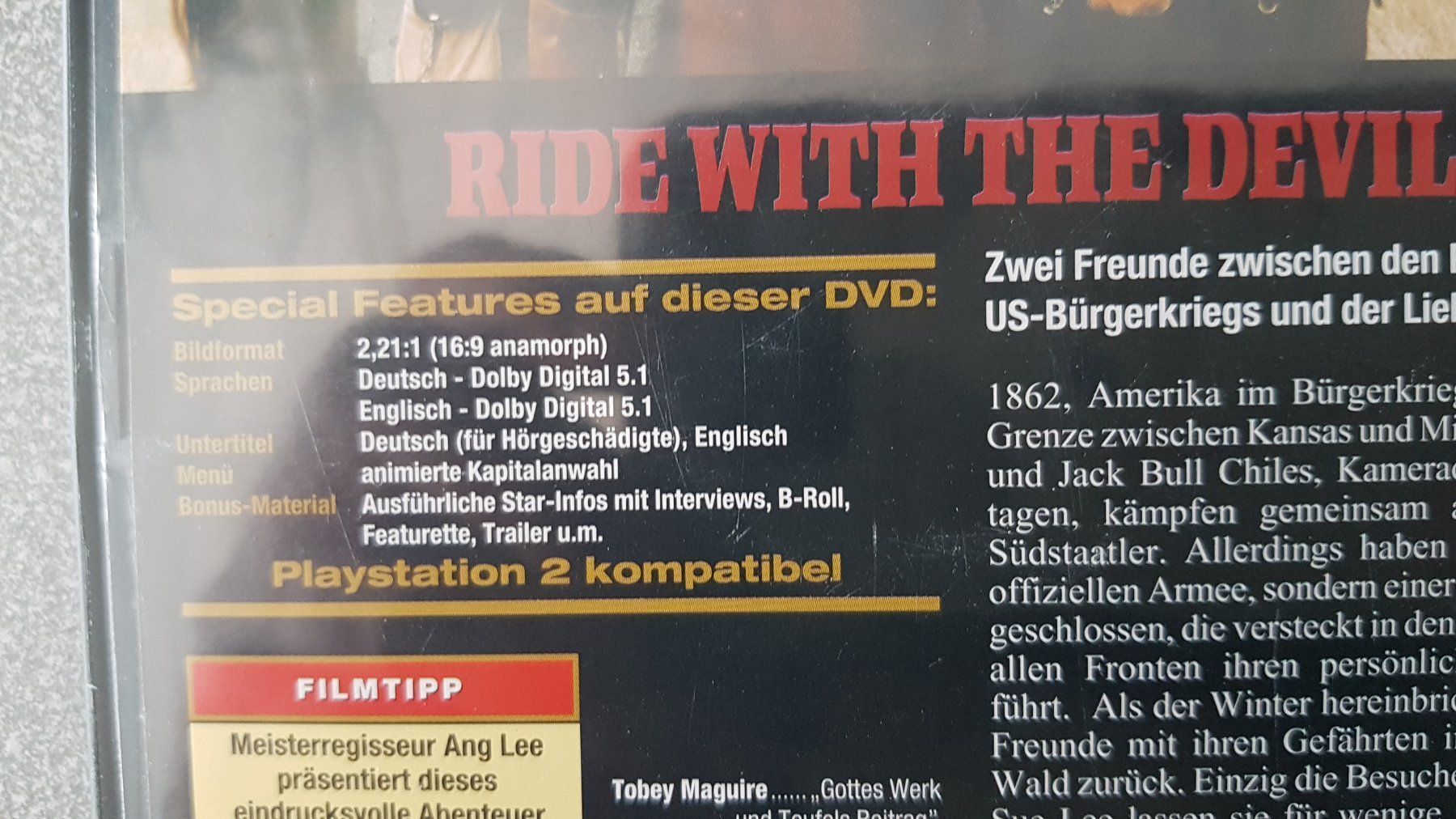 Tutti i DVDs: DVD Ride with the devil / Tobey Maguire – Usato da Oetwil am See venduto da fineli2 1