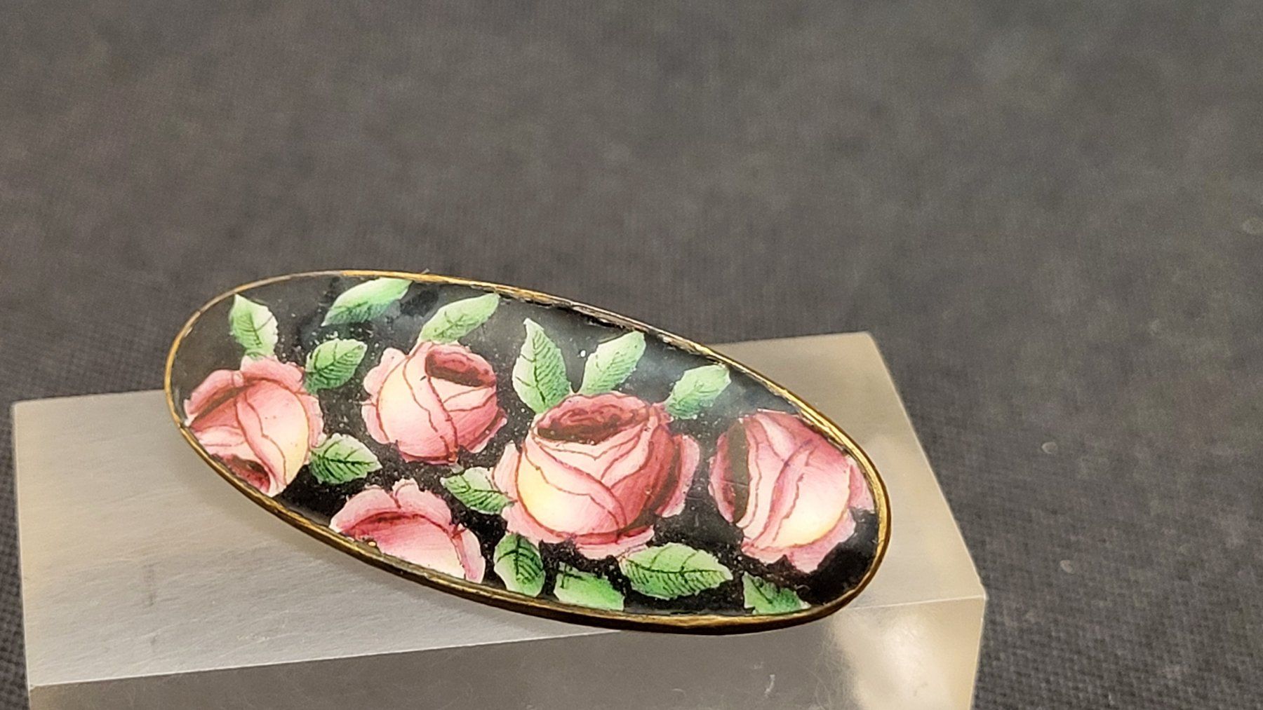 Spille & Fermagli: Antike Emaille-Brosche ROSEN – Usato da Basel venduto da spinne02 2