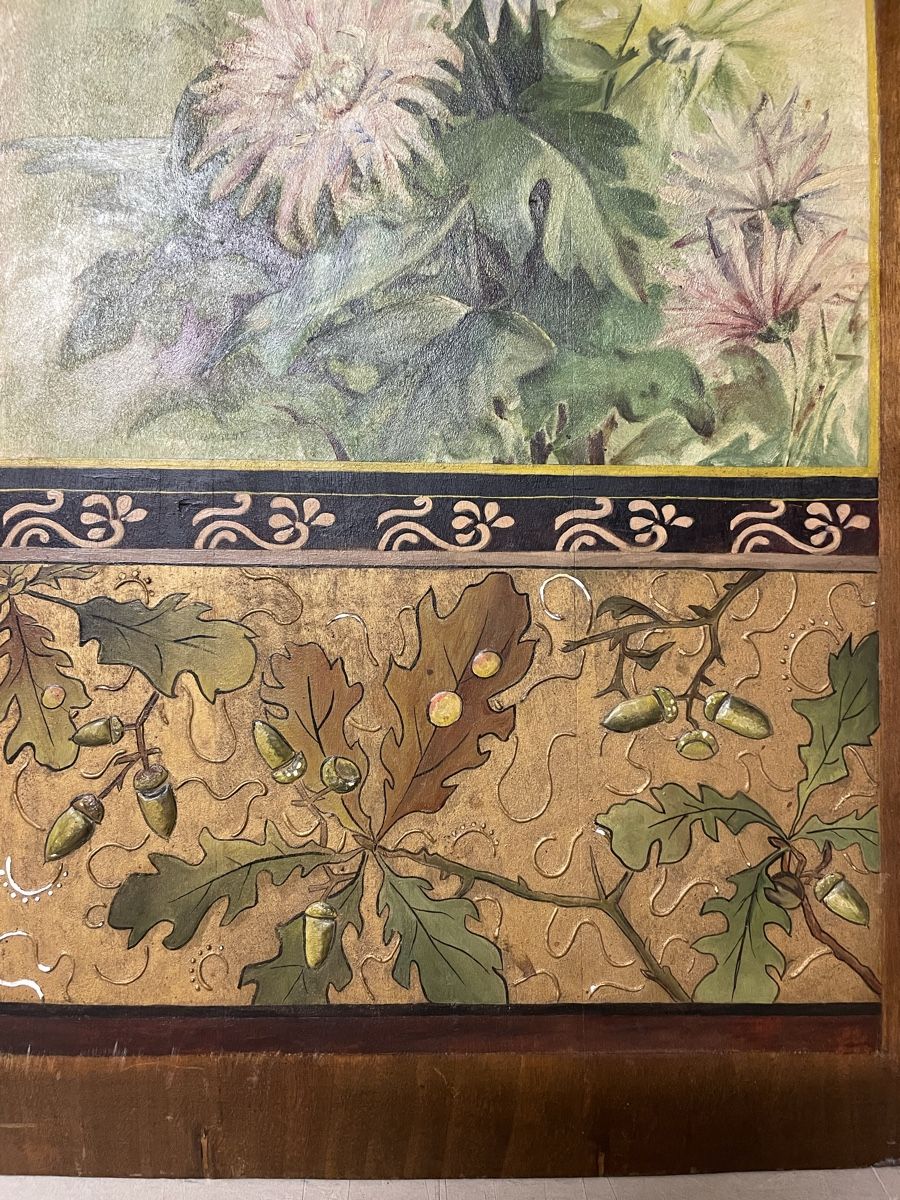 Dipinti: Bild mit Blumenmotiv und Eichenblatt-Bordüre alt – Usato da Hindelbank venduto da chinok01 2