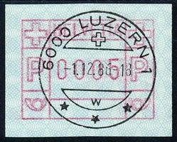 ATM 7AIII d Rotlila Vollstempel Frühdatum 01.12.1986