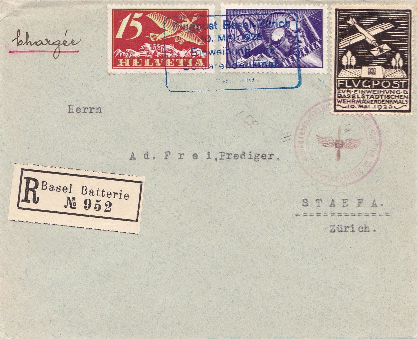Tutti i francobolli: F3+7 + Flugspende-Vignette 12 auf ... – Usato da Wenslingen venduto da riger11