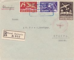 F3+7 + Flugspende-Vignette 12 auf ...