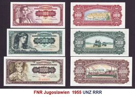 FNR Jugoslawien  1955 UNZ RRR Lot 2