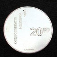20 Franken SILBER von 1991 schöner Zustand
