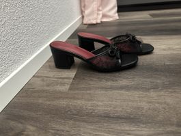 Sandaletten schwarz Grösse 39 mit Schleife guter Zustand