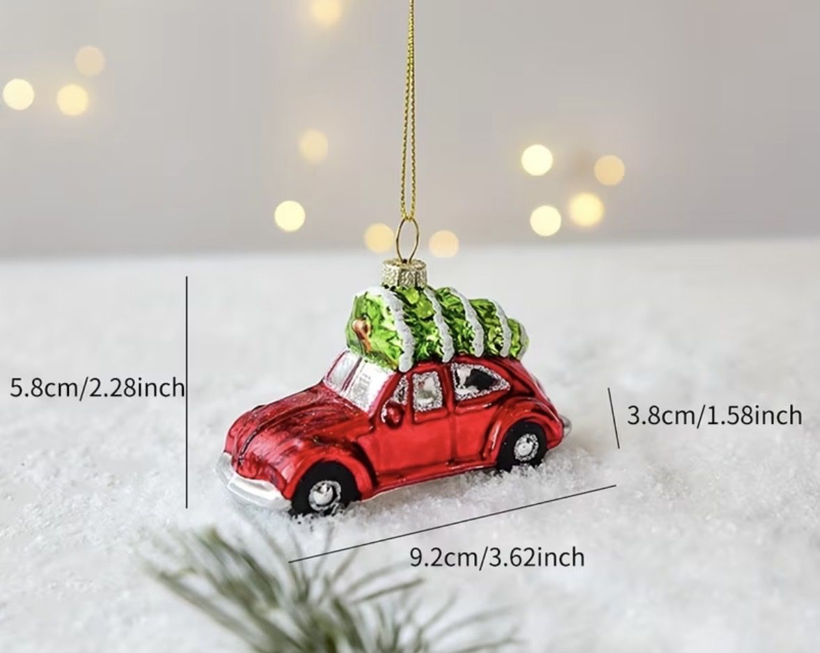 Tutte le decorazioni: Christbaumschmuck Auto mit Tanne rot VW Käfer – Nuovo e nell'imballaggio originale da Galmiz venduto da Wichtel25 1
