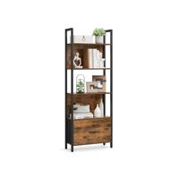 Bücherregal 5 Ebenen Eckregal Schublade Leiterregal LUNOR