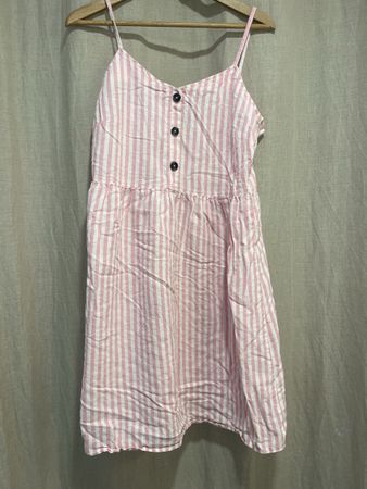 Esmara Leinen Mix Kleid pink-weiss, 42, Versand + 9.-