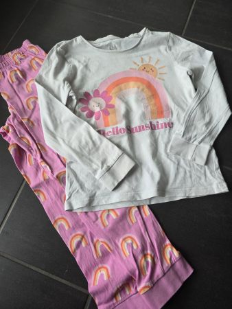 Mädchen Set C&A Regenbogen Weiss Rosa Grösse 110