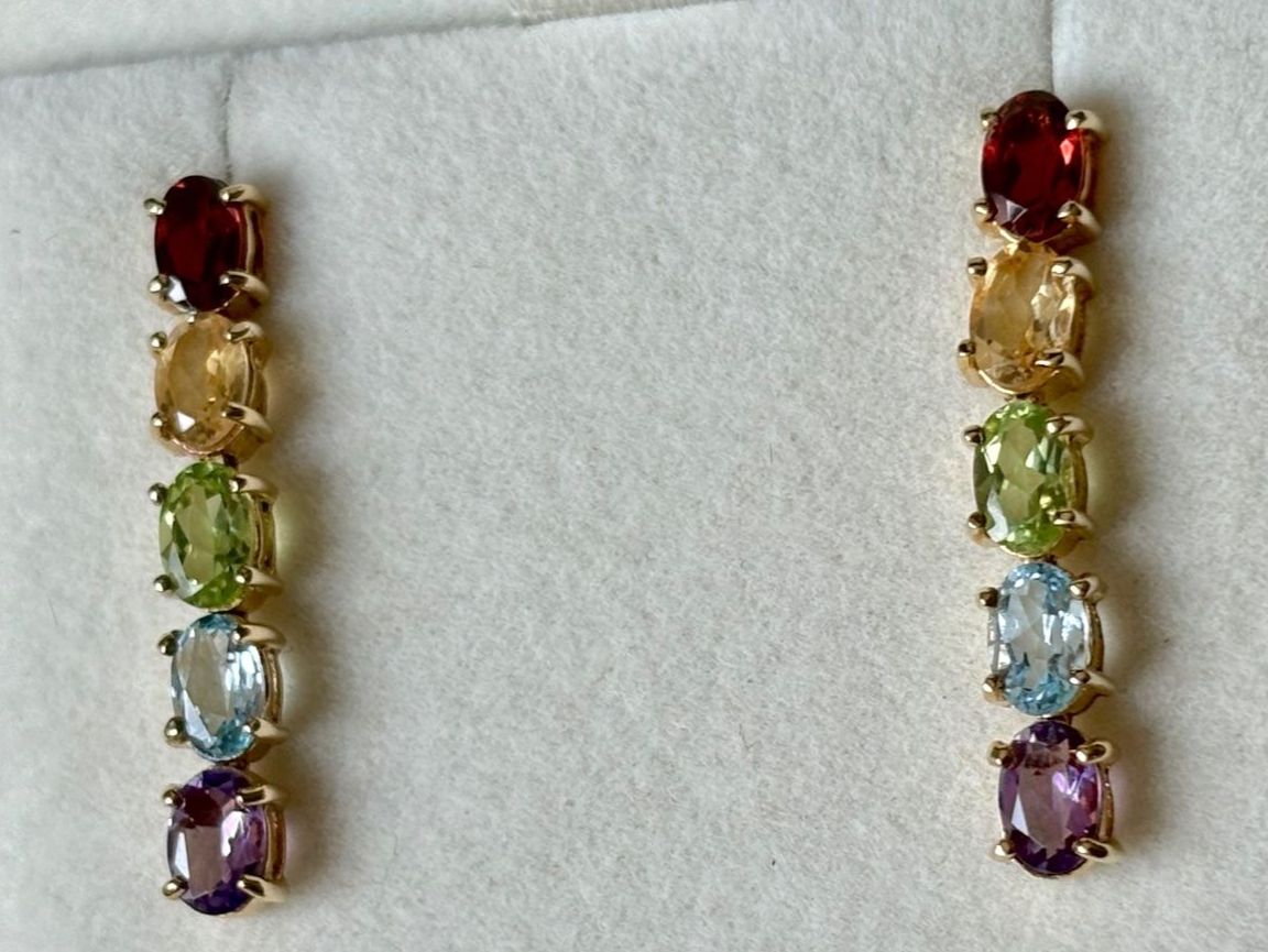 Boucles d'oreille: Multiedelsteinen Ohrringe, Silber vergoldet – Neuf (Voir description) à Brugg AG par lau_9rvy 1