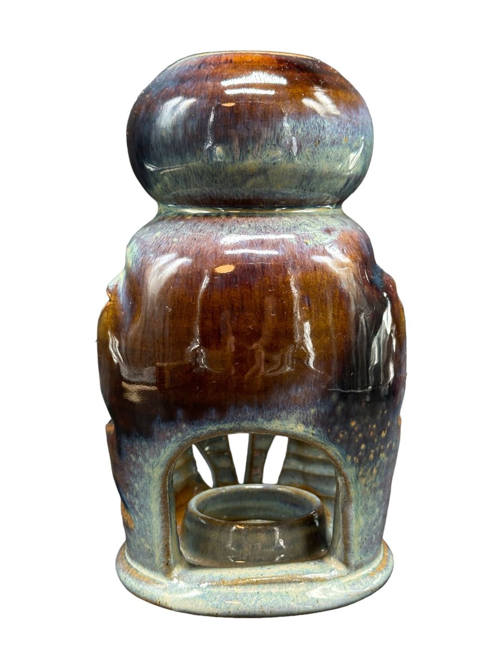 Portacandele: Photophore zoomorphe Chouette grés signée monogramme CN – Usato da Morges venduto da 1tiquaire 6