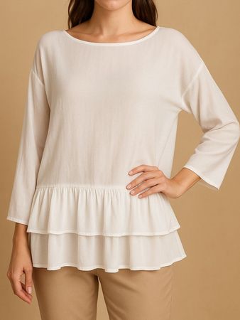 Volant bluse Gr 40 Weiß Rüschen Saum romantik shabby chic 🎁