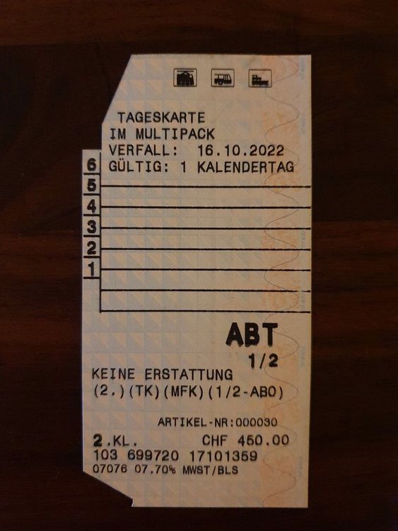 Multi Tageskarte 2. Klasse (1/2-ABO) | Kaufen auf Ricardo