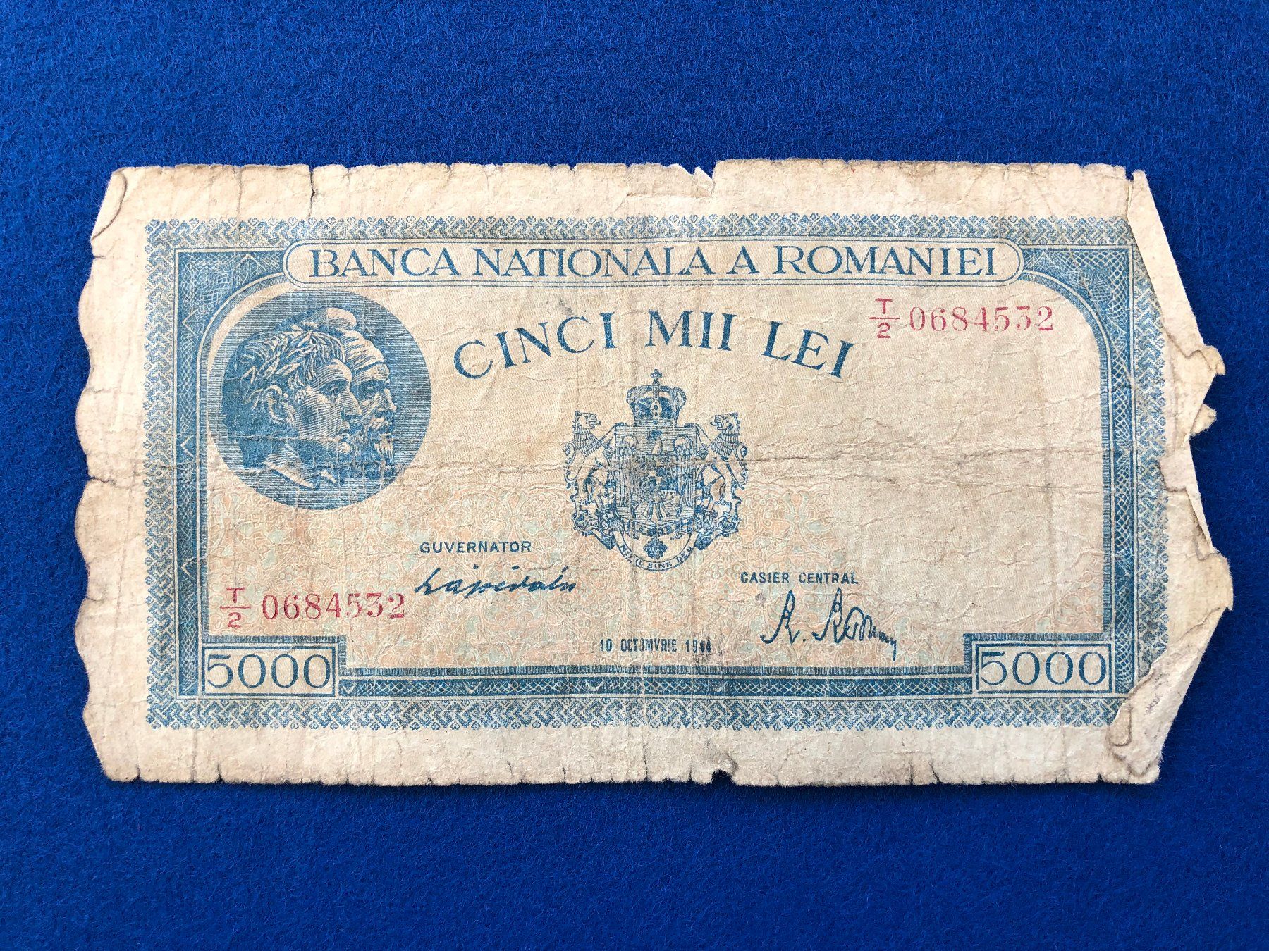 Banconote: Romania 1944 - Rumänien - 5000 Lei – Usato da Pfäffikon SZ venduto da Sieben77